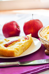 Sweet cottage cheese casserole with apples