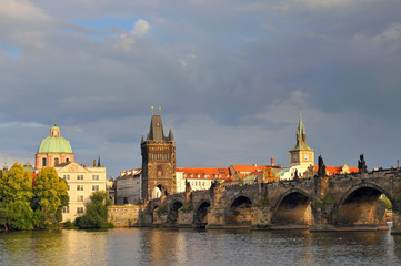 Fototapeta na wymiar View of Charles bridge and Vltava river in Prague, Czech Republic.