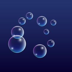 ubble with Hologram Reflection. Set of Realistic Water or Soap Bubbles for Your Design.