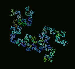 Fototapeta na wymiar Green blue abstract fractal. Fantasy fractal texture. Digital art. 3D rendering. Computer generated image.