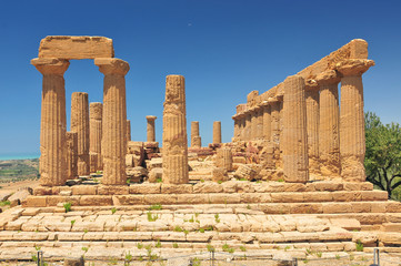 Ancient greek Temple of Juno Agrigento Sicily Italy.