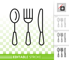 Cutlery simple black line vector icon