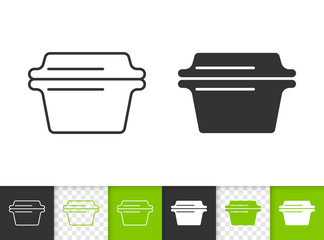 Glass Casserole simple black line vector icon