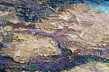 Close up of oil painting texture with brush strokes and palette knife strokes