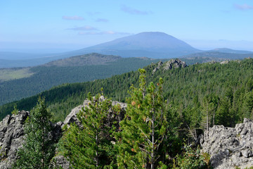 Beautiful mountain view on the way to the top of Konzhakovskiy Kamen mountain