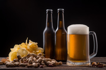 Beer, chips and peanuts