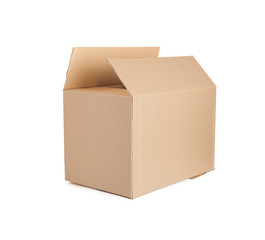 Cardboard box open. Isolated on white background