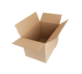 Cardboard box open. Isolated on white background