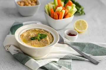 Chickpea humus made at home