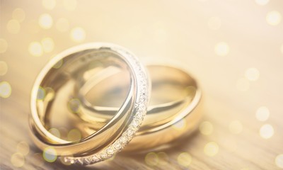 Engagement rings on background close up