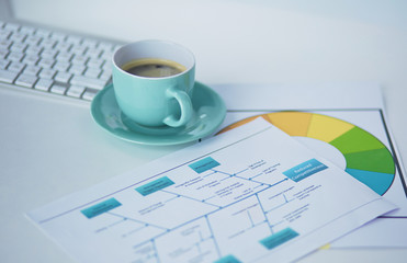 A cup of coffee on the office table