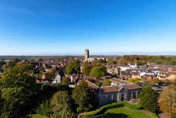 Fototapeta na wymiar Aerial view of Warwick, Warwickshire, United Kingdom