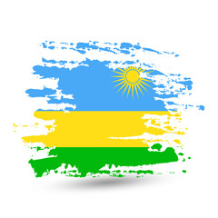 Grunge brush stroke with Rwanda national flag
