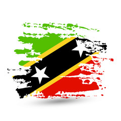 Grunge brush stroke with Saint Kitts and Nevis national flag