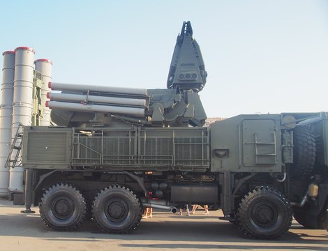 Anti-aircraft missile and artillery complex SA-22 "Greyhound" . The parade in honor of the Navy day. St. Petersburg /Russia - August 29, 2018.