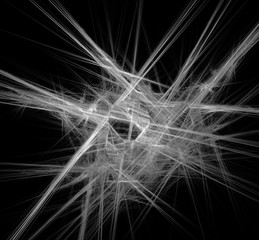 White lines on black background. Fantasy fractal texture. Digital art. 3D rendering. Computer generated image.
