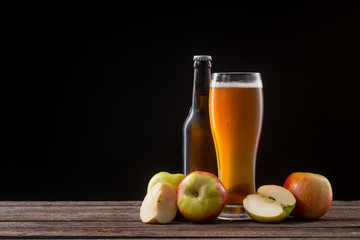 Bottle and glass of cider