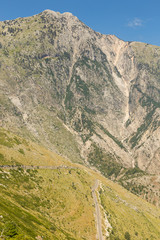 View from Llogara Pass to the Cikes mountains in Albania.