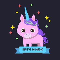 card with cute unicorn