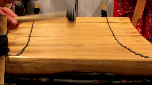 A rhythm bein* played on a Balafon
