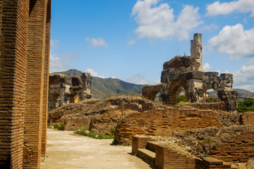 Ruins of the entrance of the Amphiteatre of Capua in the region of Campania, Italy.