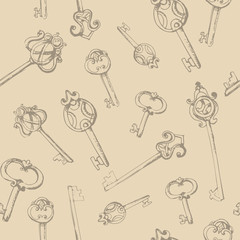 Vintage keys seamless pattern