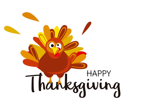 Turkey cartoon vector. Happy Thanksgiving funny cute bird illustration.