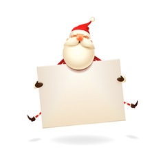 Santa Claus jumping with board - Christmas card template