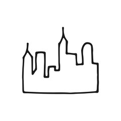 Obraz premium ikona konturu sylwetka miasta. izolowany obiekt na białym tle