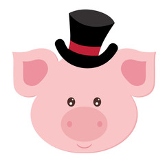 beautiful flat illustration pig