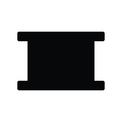 A black and white vector silhouette of a spool of thread