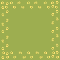 Frame with dog tracks isolated on white background. Vector illustration.