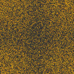 Messy gold dots on gray background. Golden glitter. Colorful festive seamless pattern with round shapes. Grunge dotted texture for wrapping paper, web. Vector illustration.