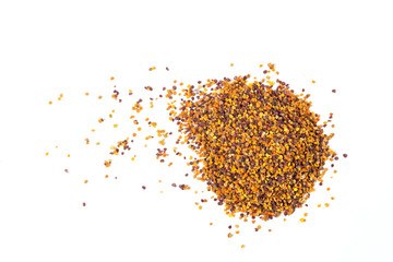 Heap of bee pollen on white background. bee product