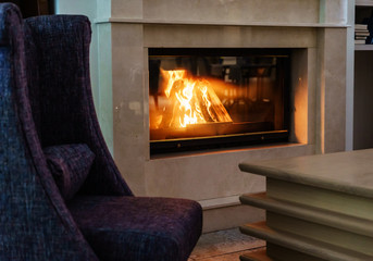 fireplace with fire