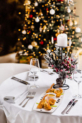 Christmas table with gourmet food