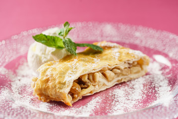 strudel with ice cream