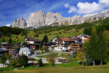 Fototapeta na wymiar Alpine cloudy landscape in the Dolomites, Italy, Europe