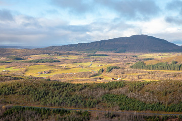 Naklejka premium Wanderlust to Hjortheia mountain in Bronnoy municipality, autumn in Northern Norway