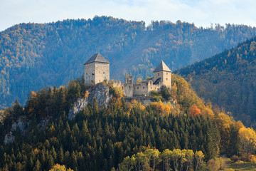 Fototapeta na wymiar Gallenstein Castle, founded in 1278. Municitpality of Sankt Gallen, state of Styria, Austria.