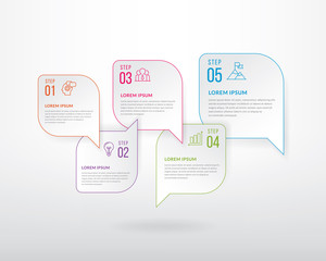 Business infographic design template. Business infographic with icons and 5 options or steps. Can be used for process, diagram, presentations, workflow layout, banner, flowchart, info graph
