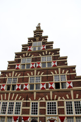 frontal ansicht eines historischen hauses in leiden süd holland niederlande fotografiert während...