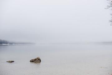 Mystical winter lake Bohinj