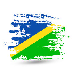 Grunge brush stroke with Solomon Islands national flag