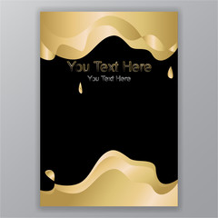 elegant golden black background with 3d waves , creative style for print or web cool metallic realistic  background .