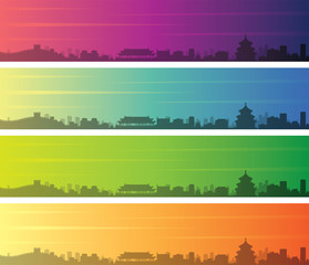 Beijing Multiple Color Gradient Skyline Banner