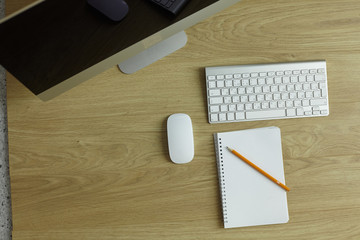 Workspace desktop, documents on the office table