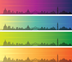 Venice Multiple Color Gradient Skyline Banner