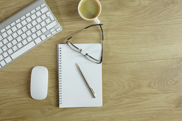 A cup of coffee on the office table