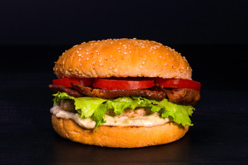 Burger with chicken and bacon